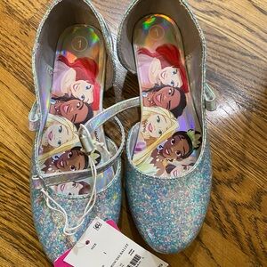 Girls Heels. Disney Princess Iridescent Holographic Icy Blue Mary Jane Shoes